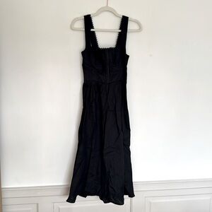 Reformation Tagliatelle Linen Dress Black midi dress worn once 2